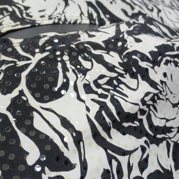 MSK Black/White Floral Sparkly And Beaded Jacket, L - Picture 4 of 7